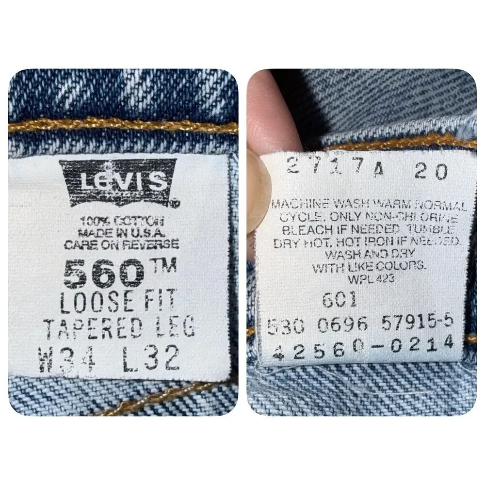 Vintage 1996 Levi’s 560 Jeans Made USA Loose Fit Tapered W30 30.5L Killer Fading